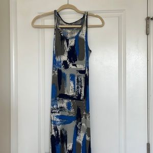 Blue patterned maxi dress